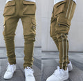 Men's Streetwear Multi-Pocket Cargo Pants W/ Reflective Lines - AM APPAREL