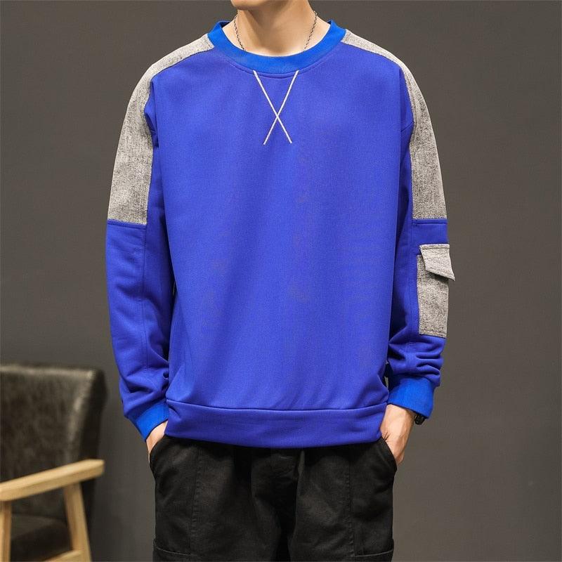 Men's Streetwear Patchwork Harajuku Long Slve Top - AM APPAREL