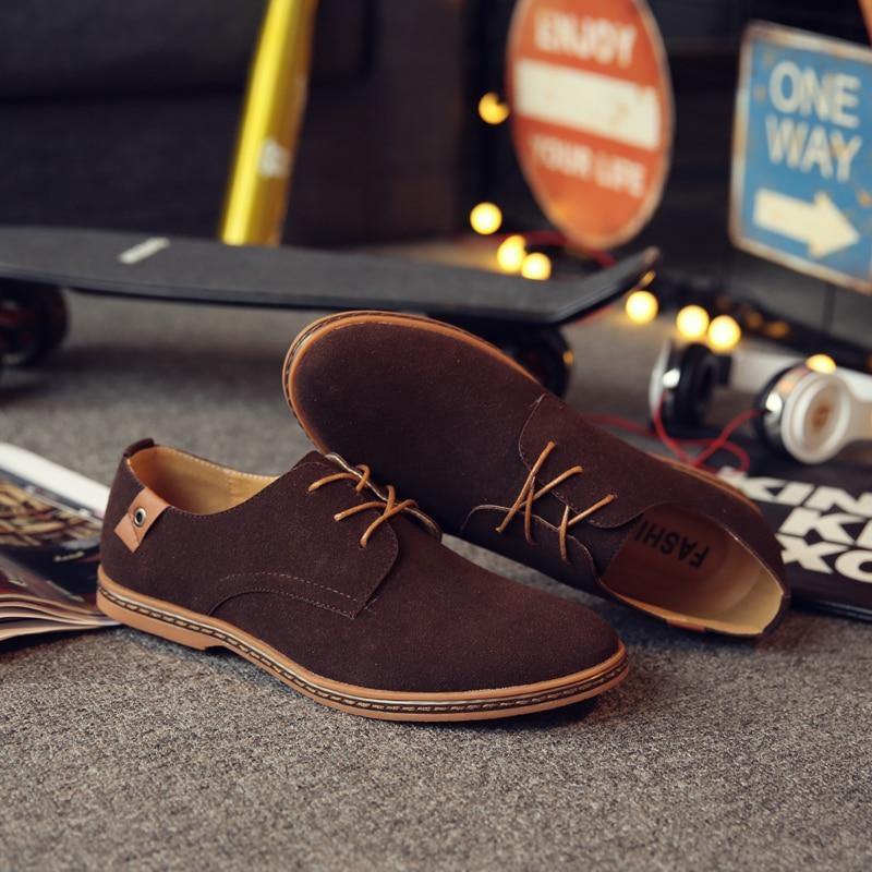 Men's Suede Oxford Casual Shoes - AM APPAREL