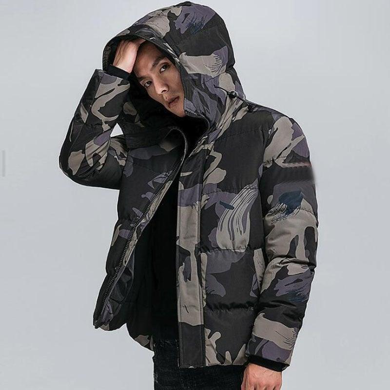 Men's Thick Camouflage Parka Coat - AM APPAREL