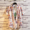 Men's Tie Dye Print Beach Short Sleeved Shirt - AM APPAREL