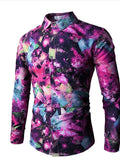 Men's Tie Dye Print Slim Fit Polyester Shirt - AM APPAREL