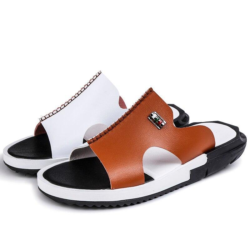 Men's Two Tone Faux Leather Sandals - AM APPAREL