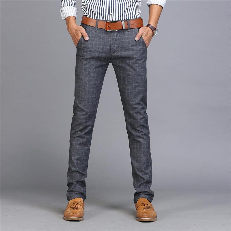 Men's Upscale Cotton Plaid Business Pants - AM APPAREL