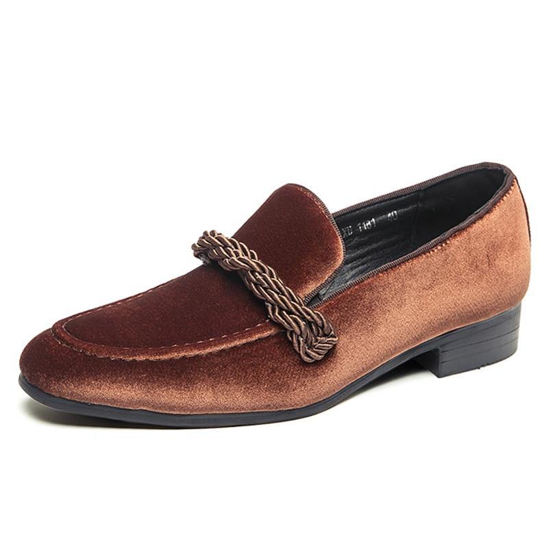 Men's Velvet Comfy Formal Loafers - AM APPAREL