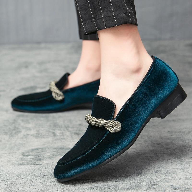 Men's Velvet Comfy Formal Loafers - AM APPAREL