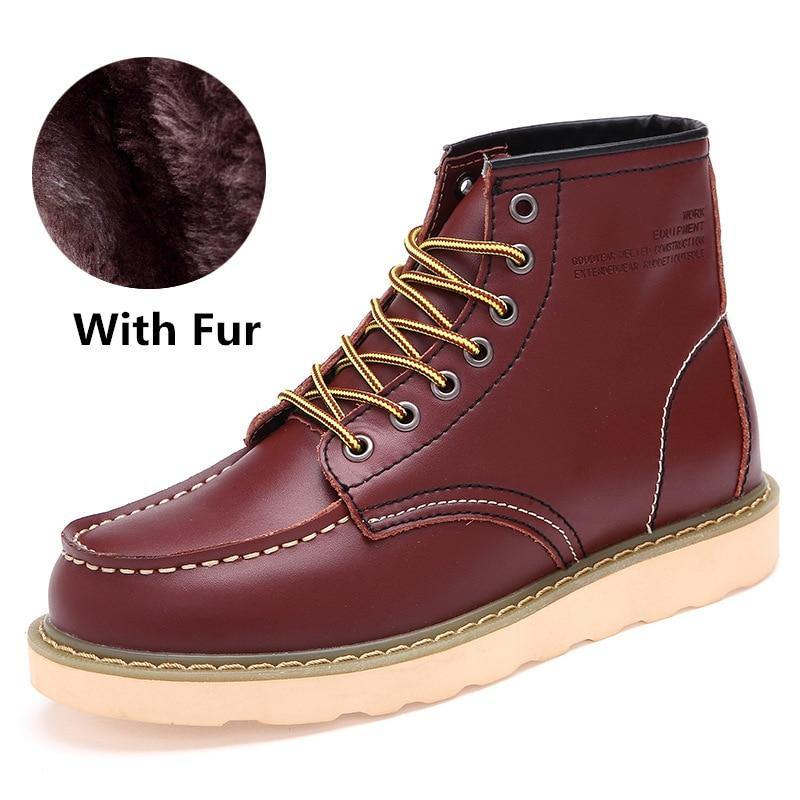 Men's Warm Inside Fur Faux Leather Boots - AM APPAREL