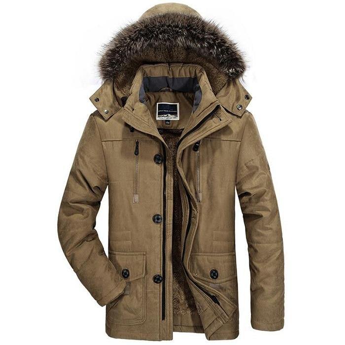 Men's Warm Thick Winter Fleece Parkas Jacket - AM APPAREL