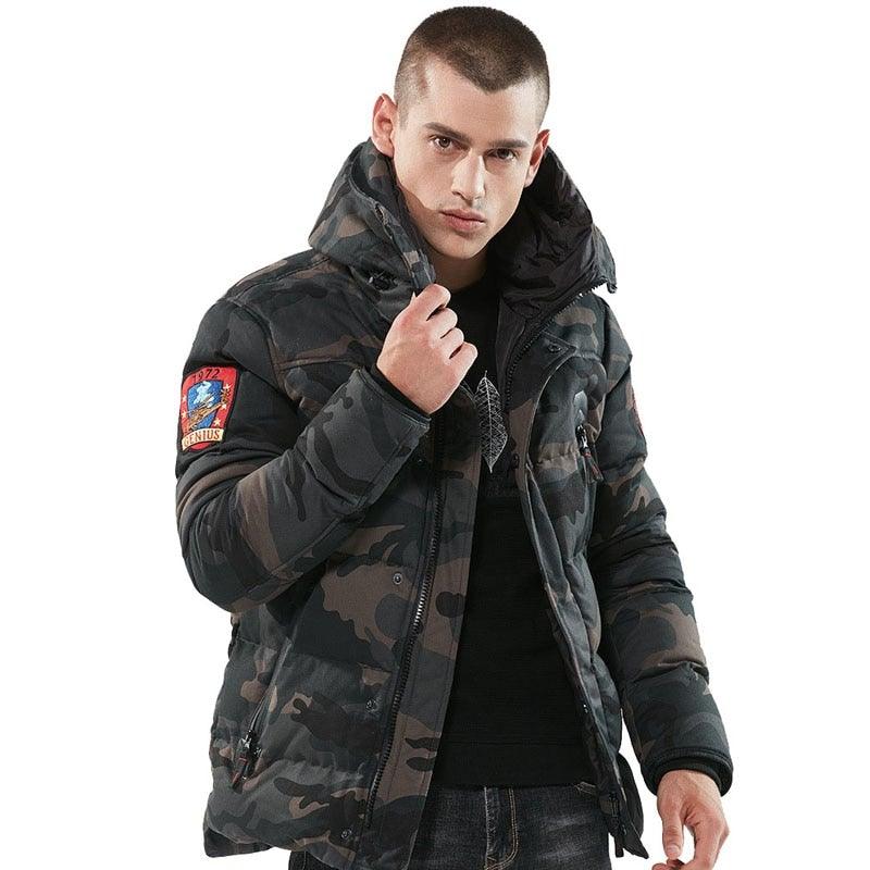 Men's Winter Thick Camouflage Puffer Coat - AM APPAREL