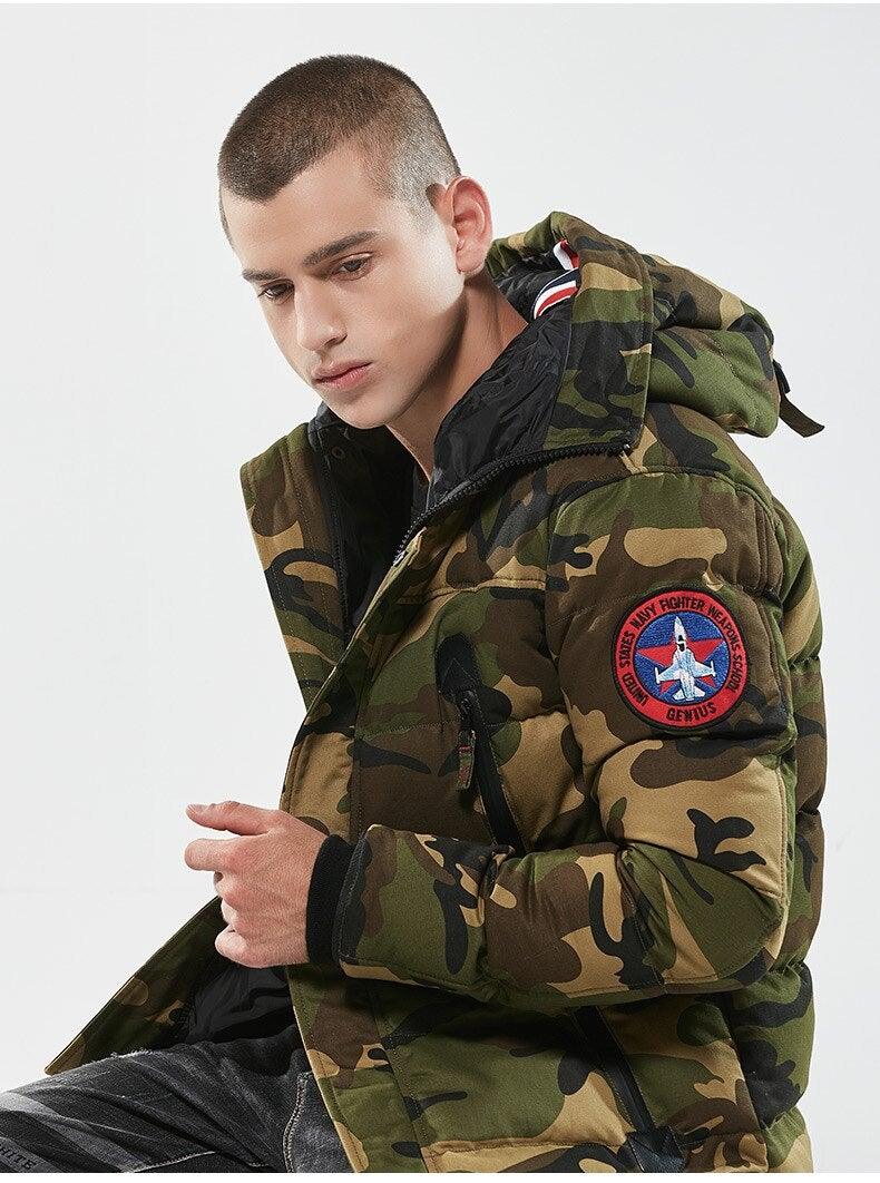 Men's Winter Thick Camouflage Puffer Coat - AM APPAREL