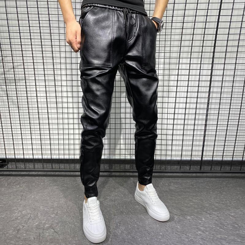 Men's Winter Thick PU Leather Pants - AM APPAREL