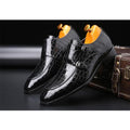 Men's Wood Pattern Genuine Leather Oxford Shoes - AM APPAREL