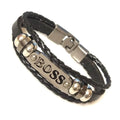 Men's Woven Leather Multi-layer Buckle Bracelet - AM APPAREL