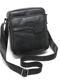 Men's Zipper Nappa Leather Shoulder Bag - AM APPAREL