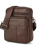 Men's Zipper Nappa Leather Shoulder Bag - AM APPAREL