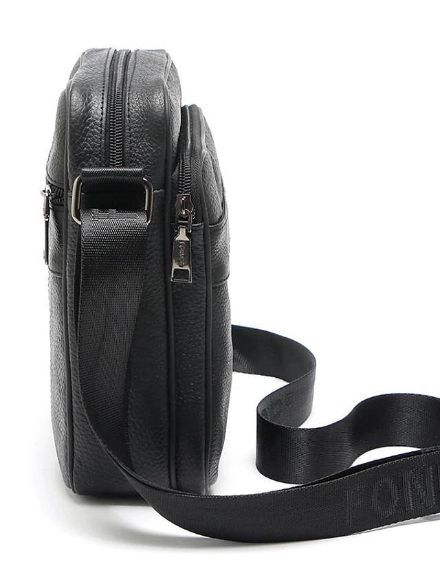 Men's Zipper Nappa Leather Shoulder Bag - AM APPAREL