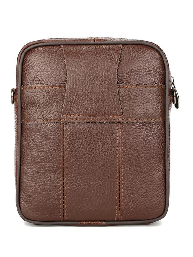 Men's Zipper Nappa Leather Shoulder Bag - AM APPAREL