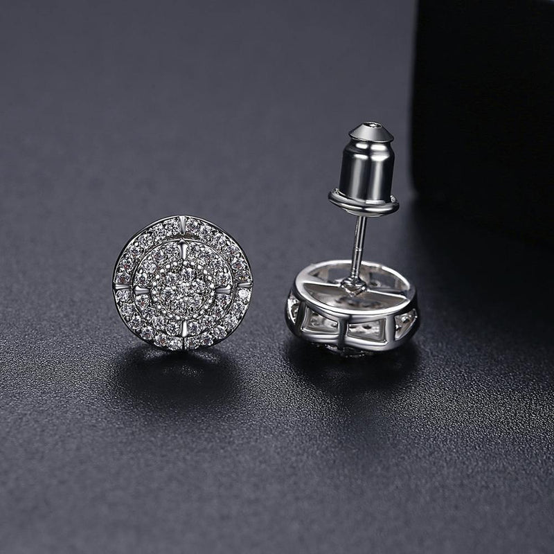 Men's Zircon Iced Out Stud Earrings - AM APPAREL