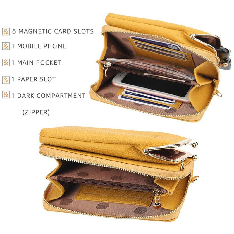 Phone-Sized Women's PU Leather Cellphone Clutch - AM APPAREL