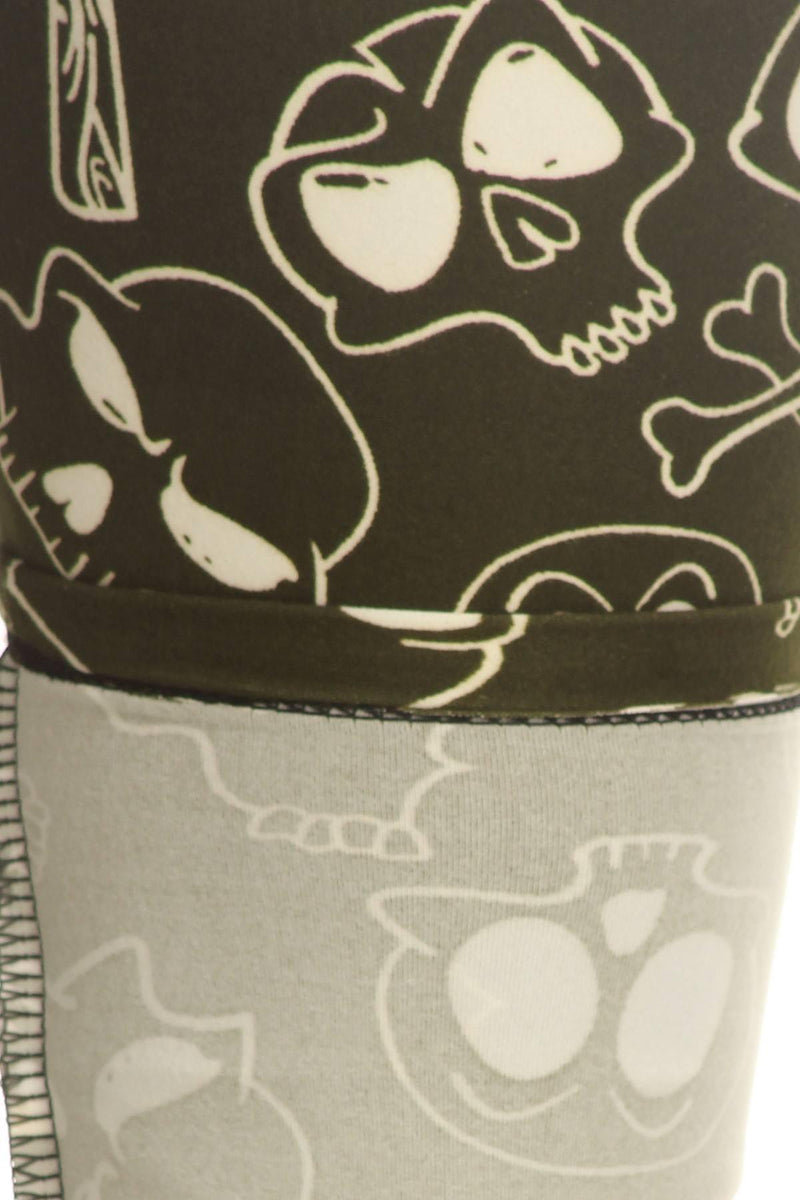 Skulls And Bones Graphic Printed Knit Plus Size Legging - AM APPAREL