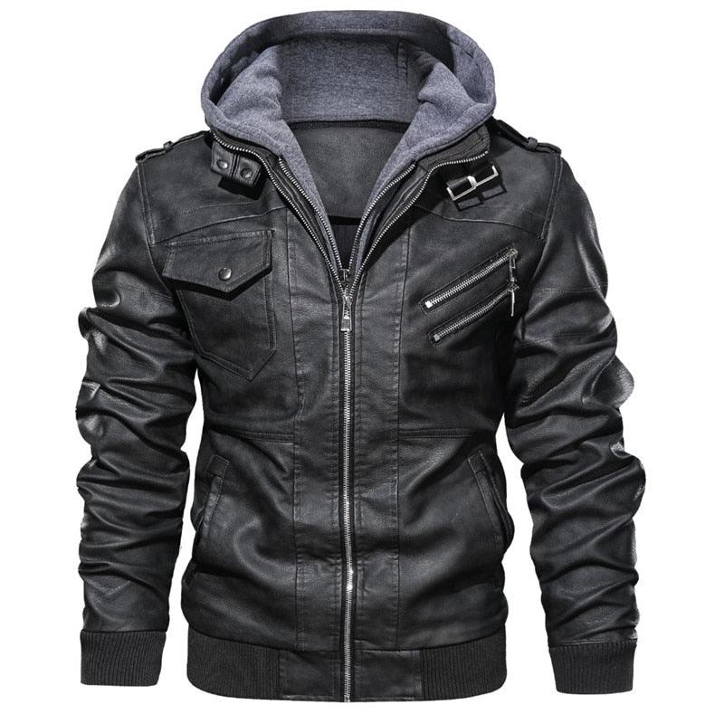 TOL Men's Detachable Hood Motorcycle Winter Jacket - AM APPAREL