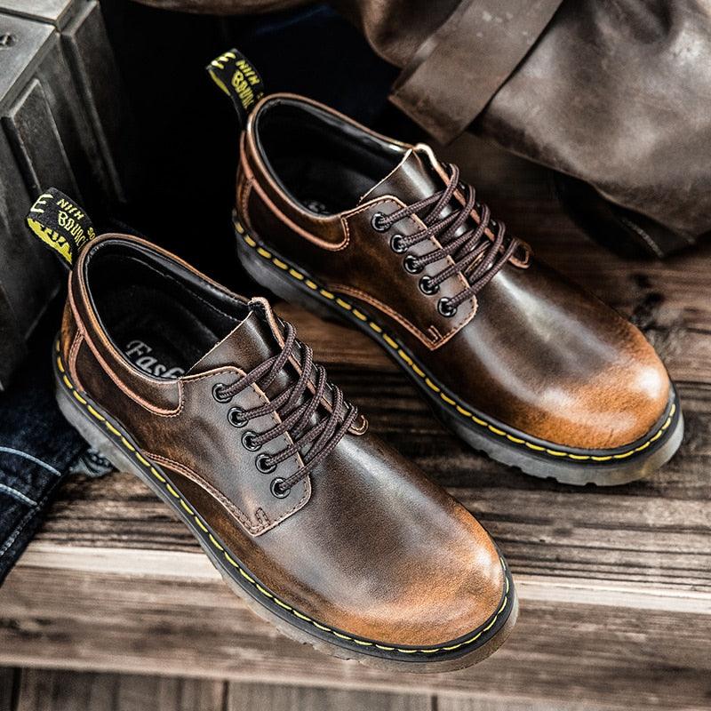 UB Men's Genuine Leather Handmade Low Cut Boots - AM APPAREL