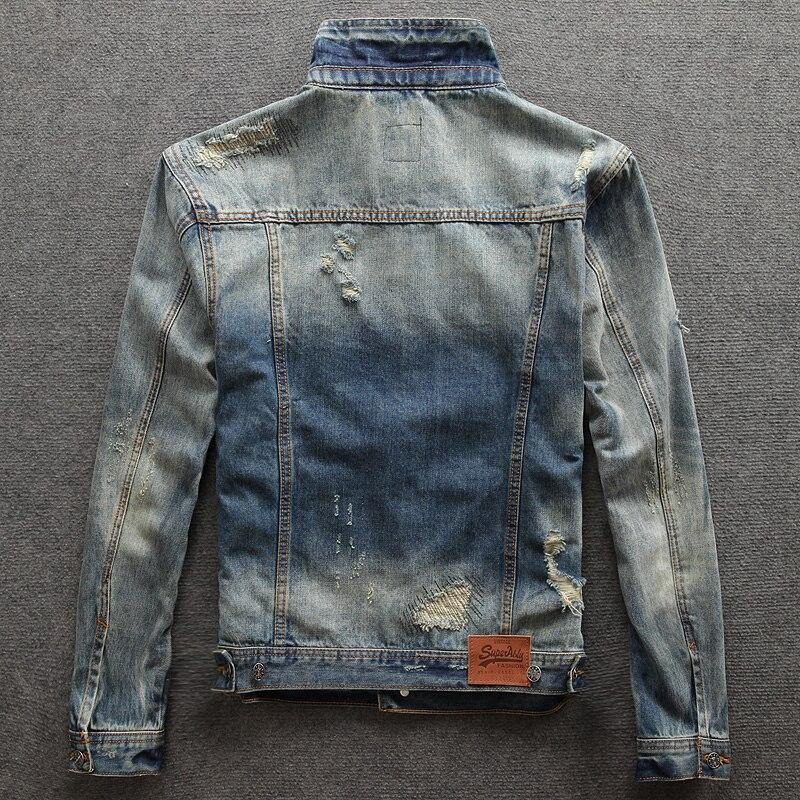 Unisex Fashion Streetwear Distressed Jean Jacket - AM APPAREL