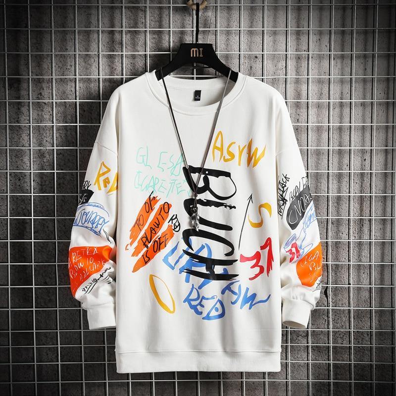 Unisex Graffiti Print Light Weight Sweatshirt - AM APPAREL