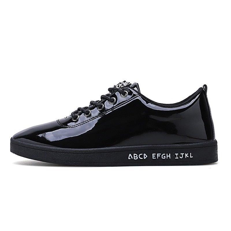 Unisex Off-Bound Alphabet Patent Leather Sneakers - AM APPAREL