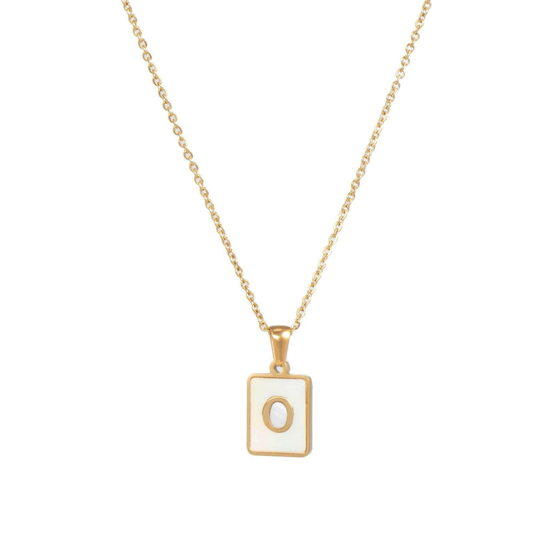 Unisex Square Letter Engraved Pendant Necklace - AM APPAREL