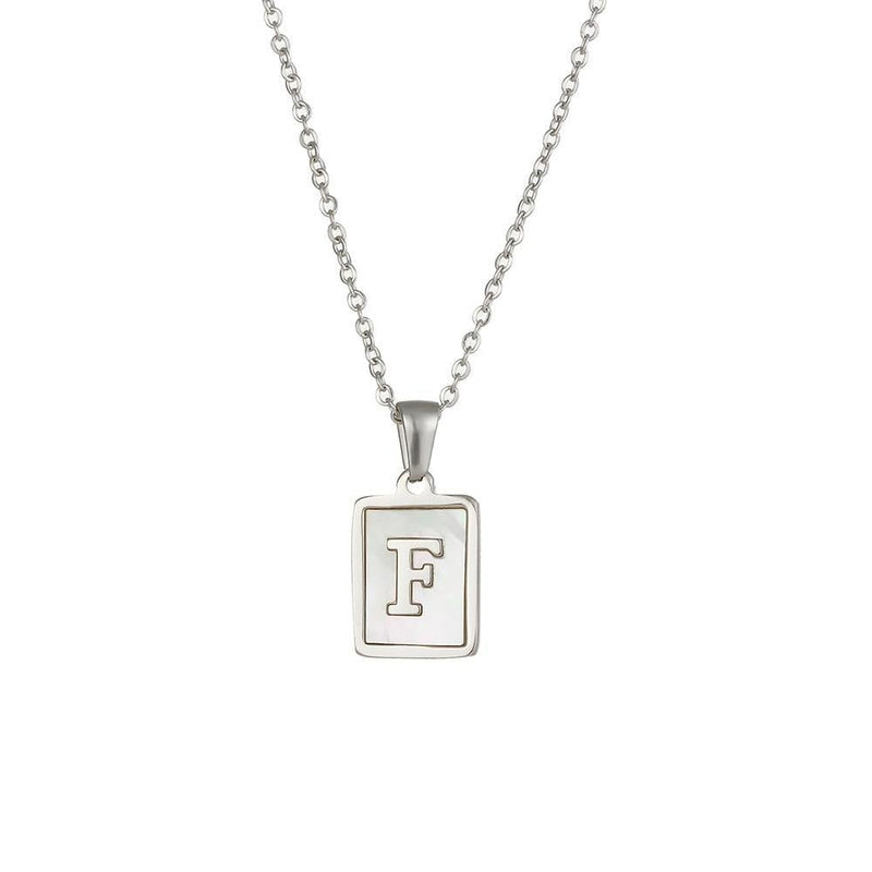 Unisex Square Letter Engraved Pendant Necklace - AM APPAREL