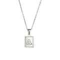 Unisex Square Letter Engraved Pendant Necklace - AM APPAREL