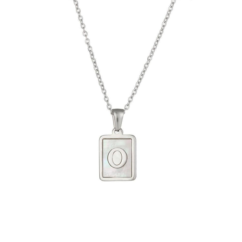 Unisex Square Letter Engraved Pendant Necklace - AM APPAREL