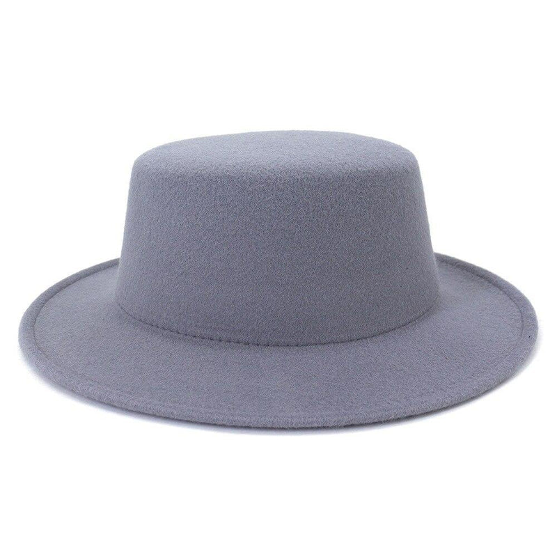 Unisex Woolen Flat Top Fedora Hat - AM APPAREL