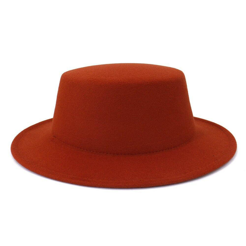 Unisex Woolen Flat Top Fedora Hat - AM APPAREL