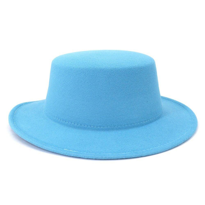 Unisex Woolen Flat Top Fedora Hat - AM APPAREL