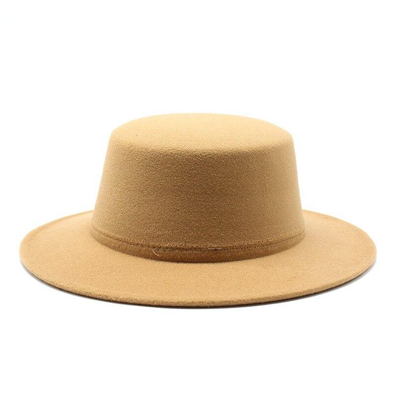 Unisex Woolen Flat Top Fedora Hat - AM APPAREL