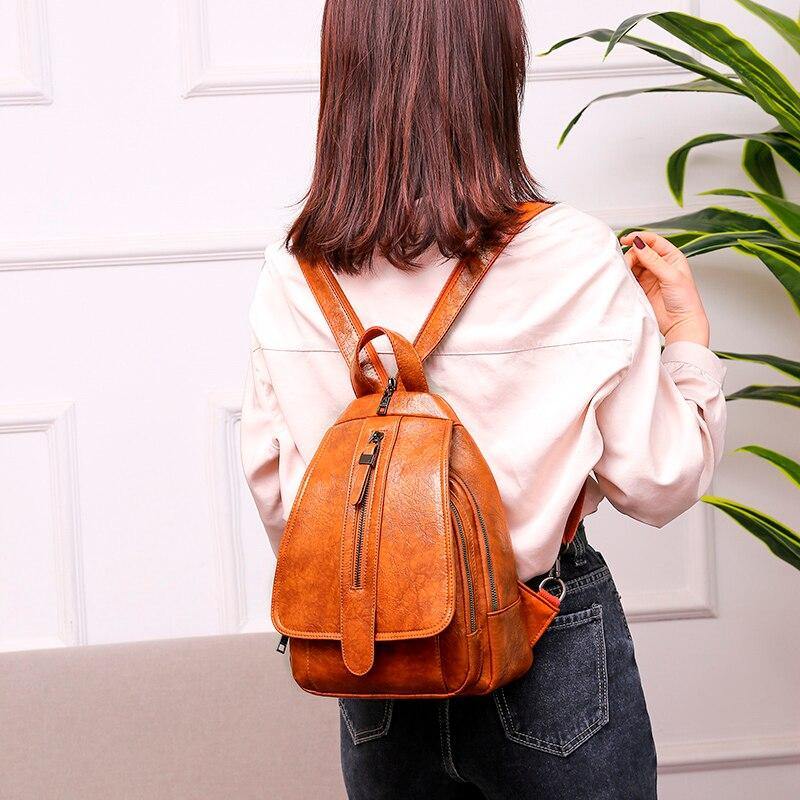 Women PU Leather Travel Backpacks - AM APPAREL