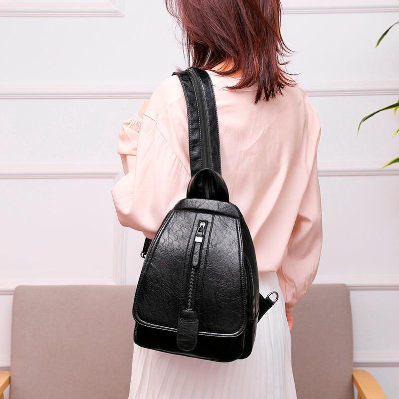 Women PU Leather Travel Backpacks - AM APPAREL