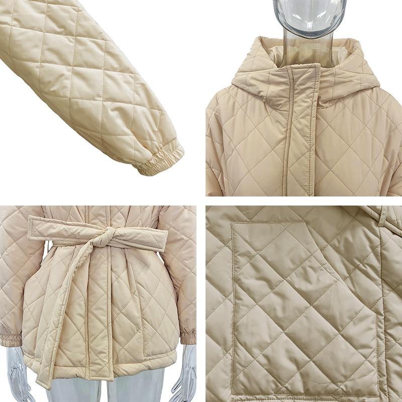 Women's Arygle Hooded Parkas Winter Coat - AM APPAREL