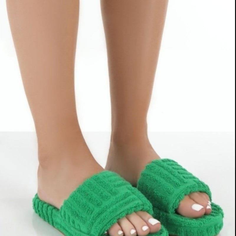 Women's Peep Toe Thick Slippers - AM APPAREL