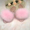 Women's Plush Fox Fur Slippers - AM APPAREL