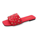 Women's PU Leather Slippers W/ Rivets Details - AM APPAREL