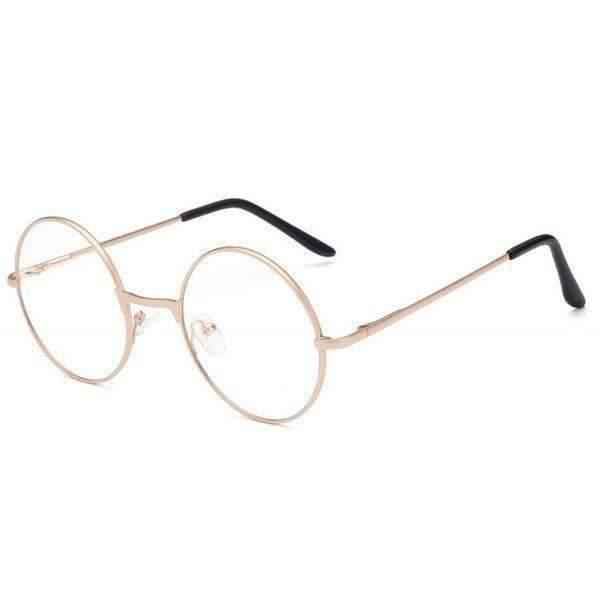 Women's Round Metal Frame Glasses With Clear Lens - AM APPAREL