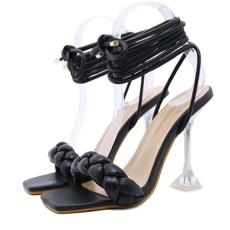 Women's Strap Open Toe Sanda Heels - AM APPAREL