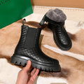 Women's Winter Faux Leather Snow Boots - AM APPAREL