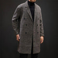 YASUG Casual Double-Breasted Mens Wool Trench Coat - AM APPAREL